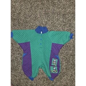 1990s Colorblock Baby Romper All Mine Size 3/6 Months Football Baby